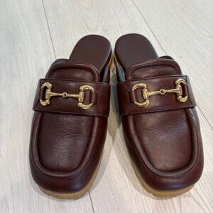 Gucci Brown Leather Loafers with Gold Hardware
